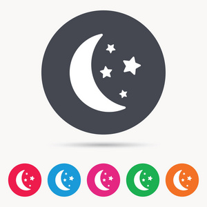 月亮和星星的图标.晚上睡眠标志照片