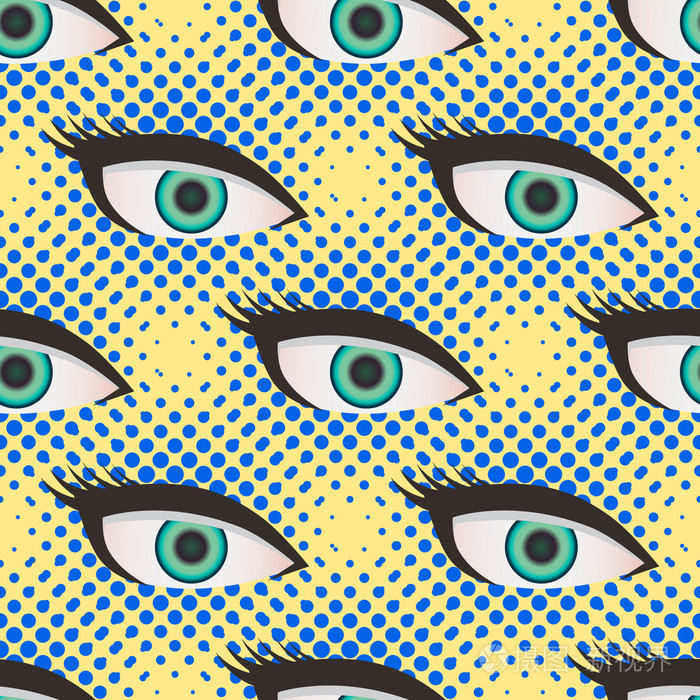 波普艺术风格半色调的眼睛图案