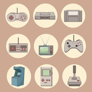 经典视频游戏和控制台图标