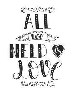 这句话，所有我们需要的是爱。手绘字体