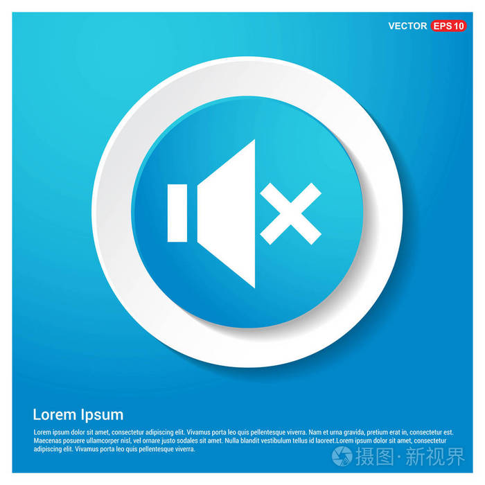 静音音量图标抽象蓝色 web 标签按钮.矢量插图