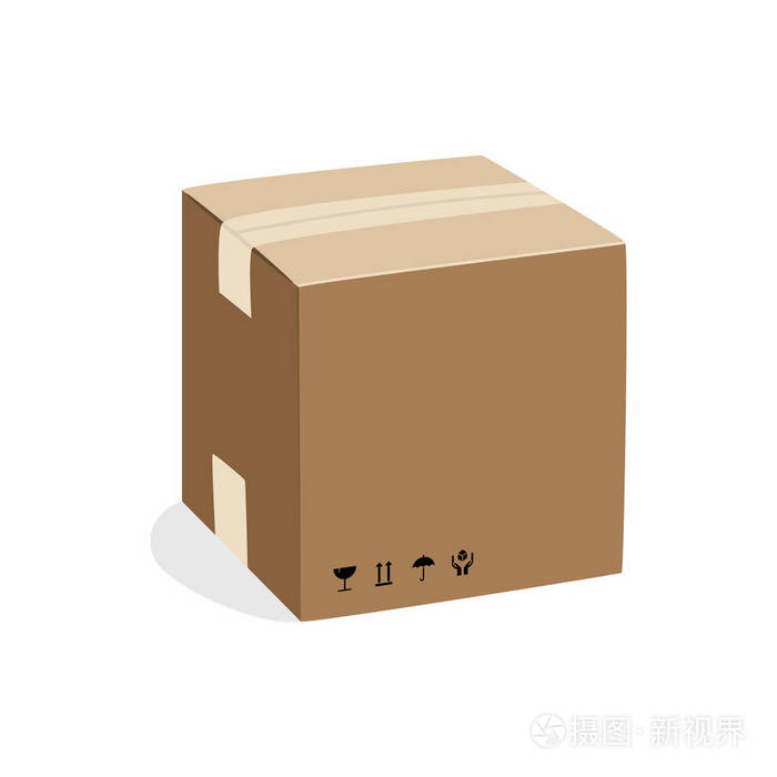 纸箱盒.矢量平面卡通插画