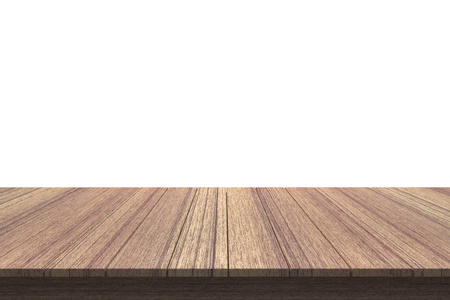 孤立的白色背景上的木桌子顶部
