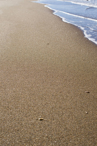 软波的蓝色的海洋，在沙滩上。背景