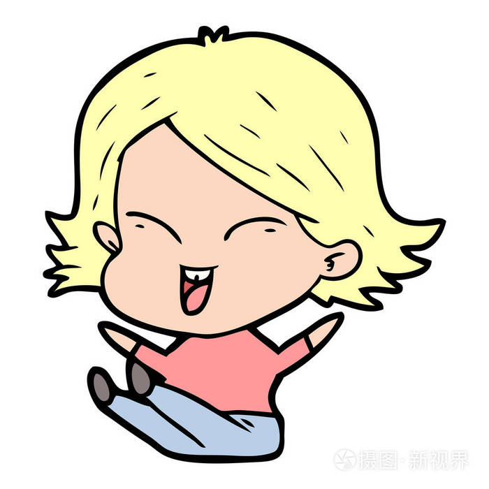 快乐卡通女孩的矢量插图