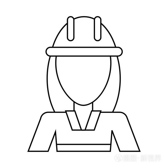 阿凡达女人施工工人头盔细线插画-正版商用图片0gfh7d-摄图新视界