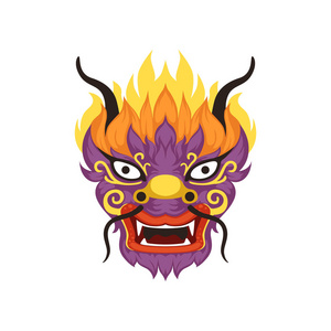 龙头, 中国传统端午节的元素在白色背景上的矢量插图照片