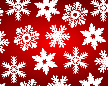 红色圣诞背景与雪花