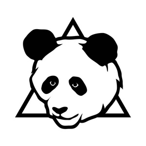 在三角形中的熊猫头矢量平面卡通熊猫头无缝图案. 动物背部平的熊猫头