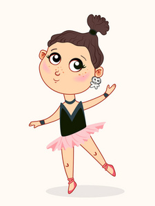 可爱的小女孩芭蕾舞女演员跳舞。幼稚的风格