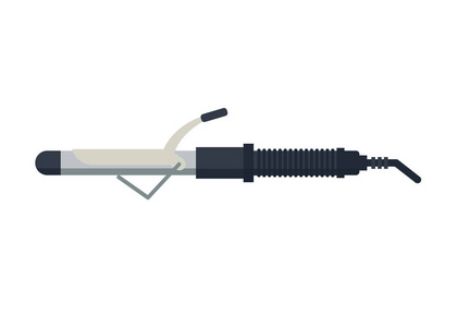 头发卷发器图标平面样式孤立在白色背景上。铁梳子股票矢量图。理发店 美容美发设备工具