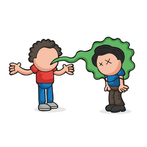 矢量手绘卡通与口臭交谈另照片