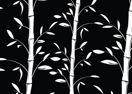 无缝竹纹背景。黑白装饰竹树枝壁纸矢量插画
