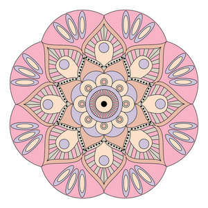 风格化圆形模式东方的模式.传统圆形着色装饰.曼荼罗照片