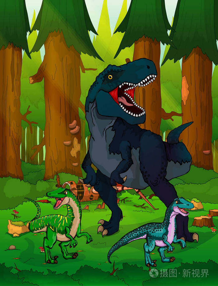 森林背景下的恐龙插画-正版商用图片0gfvyp-摄图新视界