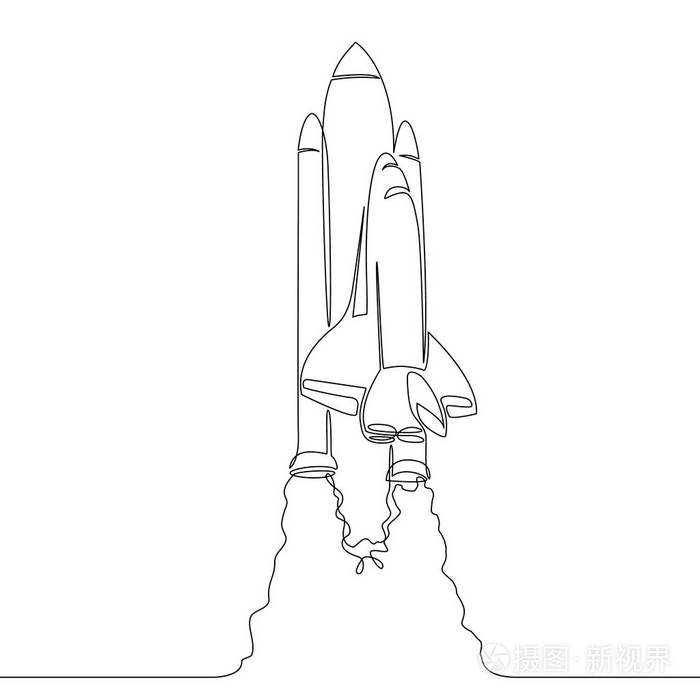 连续单抽一线穿梭机从航天器发射场开始插画-正版商用图片0gfxw6-摄图