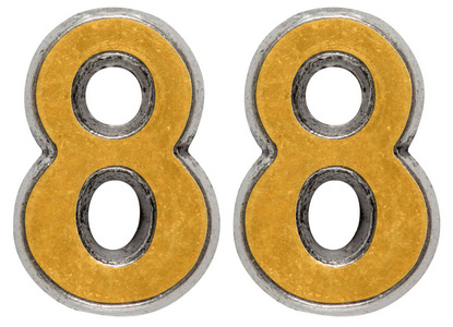 百分之八十八金属数字 88,百分之八十八,白色背景上孤立照片