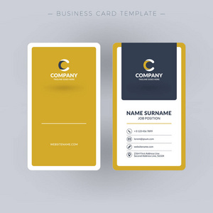 立式双面名片模板。矢量图。文具设计