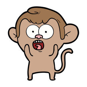 卡通震撼猴的矢量插图图片
