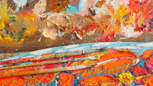 油画颜料调色板图片