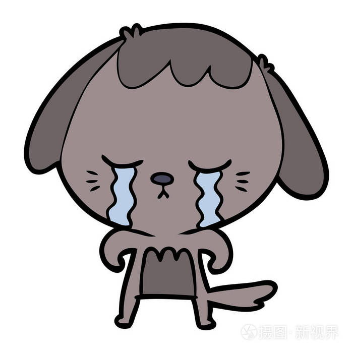 卡通哭狗的矢量图解