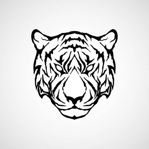 纹身, 徽标, 标志, 徽章设计公司的老虎徽标集蛾逼真的符号与彩绘夫人