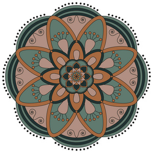 东方的模式。传统圆形着色装饰。曼荼罗