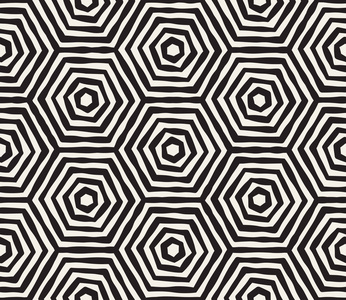 手绘黑白相间的墨水条纹无缝图案.矢量垃圾格子纹理.