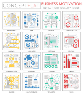 Web 图表迷你概念商业动机的图标。保费质量设计 web 图形图标元素。业务动机学科概念