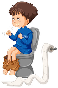 男孩儿童青少年金发女郎穿条纹 t 恤,抓他的头上厕所男孩少年欧洲出现