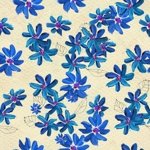无缝模式与蓝色的花