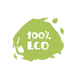 100 环保手画徽章。矢量插图
