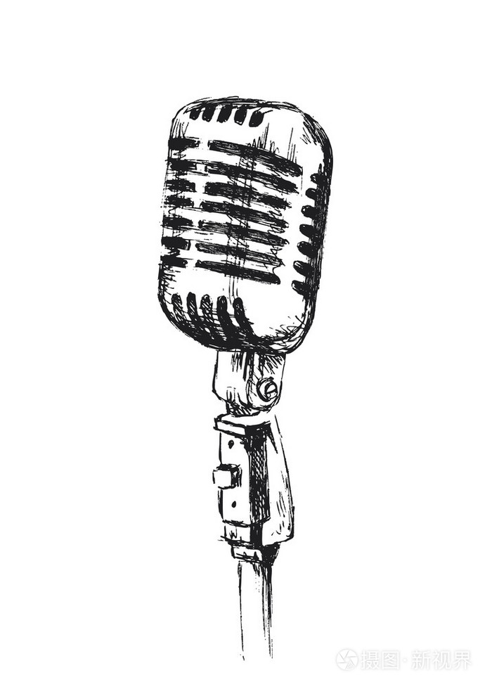 手绘老麦克风