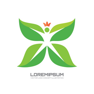 圆圈植物标志,自然水滴,水,叶,全球生态自然设置符号图标设计矢量叶