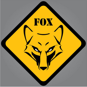 黄色背景上的狐狸头图标照片