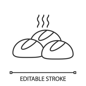 晚餐滚动线性图标。细线插图。圆包子。轮廓符号。矢量隔离轮廓图。可编辑描边