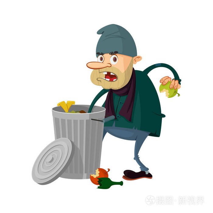 无家可归者和垃圾桶