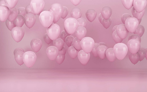 粉红色的党气球背景粉红色背景为瓦伦丁