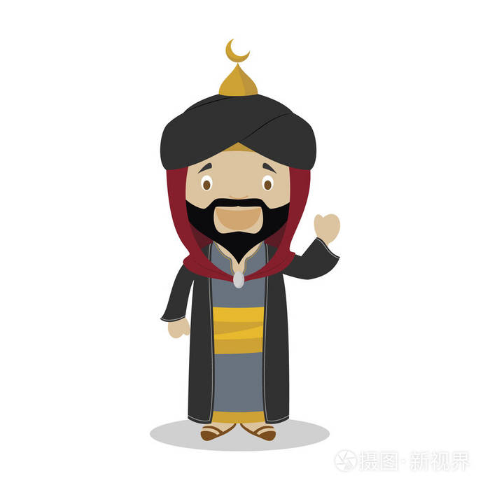 萨拉丁卡通人物.矢量插图.儿童历史收藏