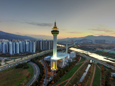 梁山秋季日落, 韩国, 亚洲照片