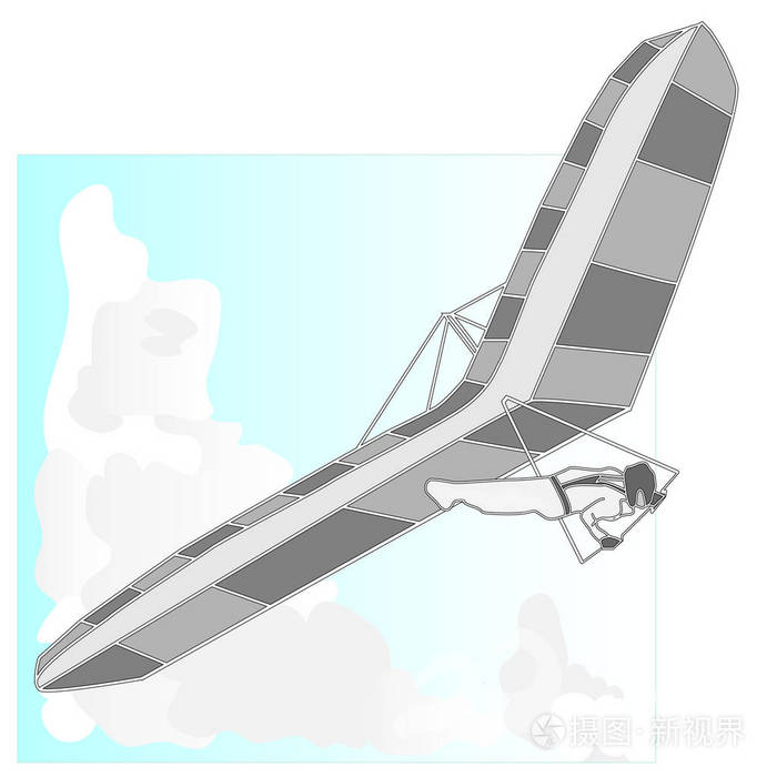 悬挂式滑翔机插图上白色孤立
