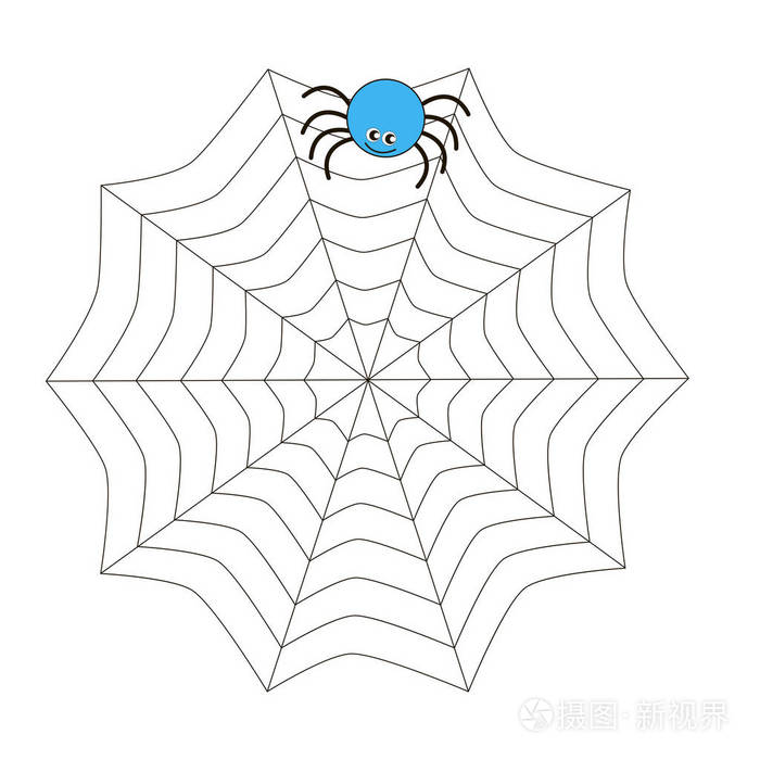 卡通蜘蛛坐在网上插画-正版商用图片0ghavl-摄图新视界