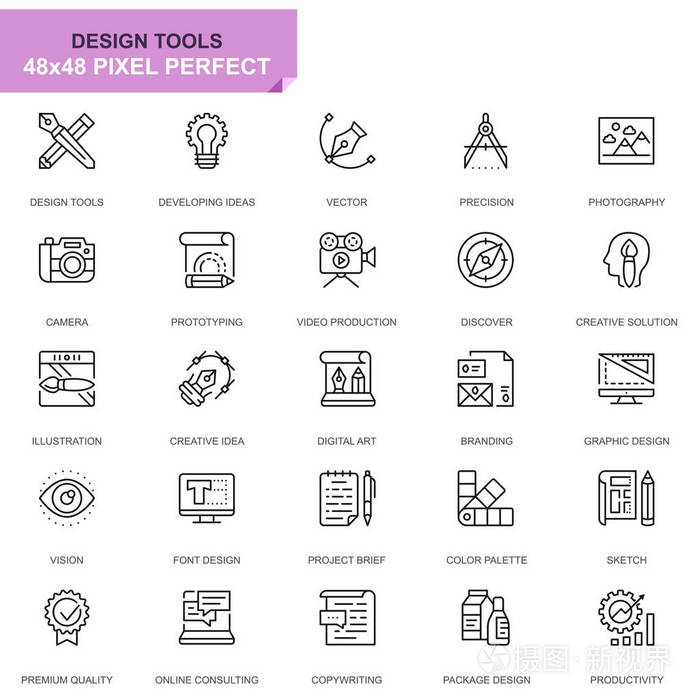 设计工具图标集矢量插图