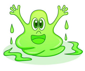 快乐的绿色粘液怪物卡通人物照片