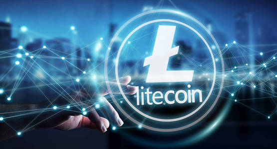 商人使用 litecoins cryptocurrency 3d 渲染