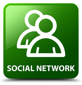 社会网络 组图标 绿色方形按钮