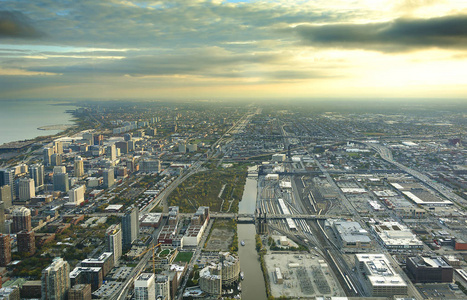 芝加哥市中心城市景观图片