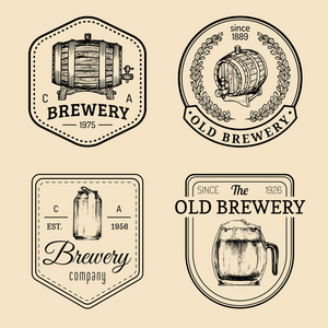 组的老式啤酒标志