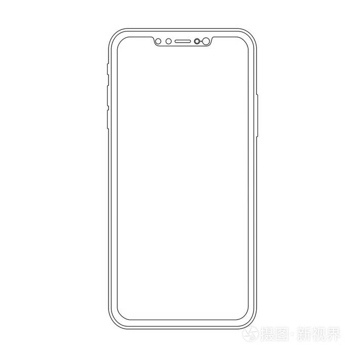 矢量插图轮廓画现代智能手机.线型设计.手机线图标插画-正版商用图片0