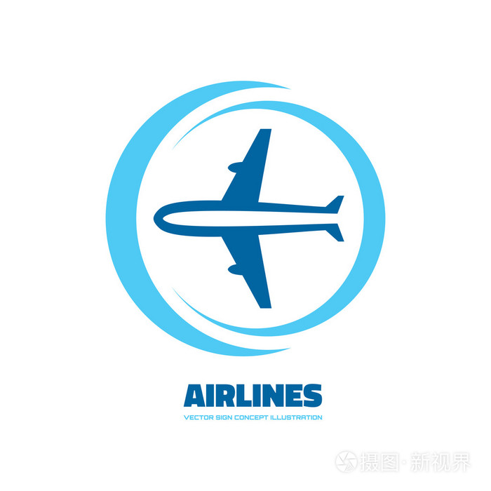 航空公司矢量标志概念 飞机插图 飞机